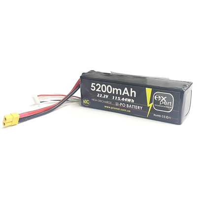 Акумулятор для FPV дронів - АКБ 22.2V 5200mAh 60С-6S (S) Uitra-High-Power Battery soft case, black
